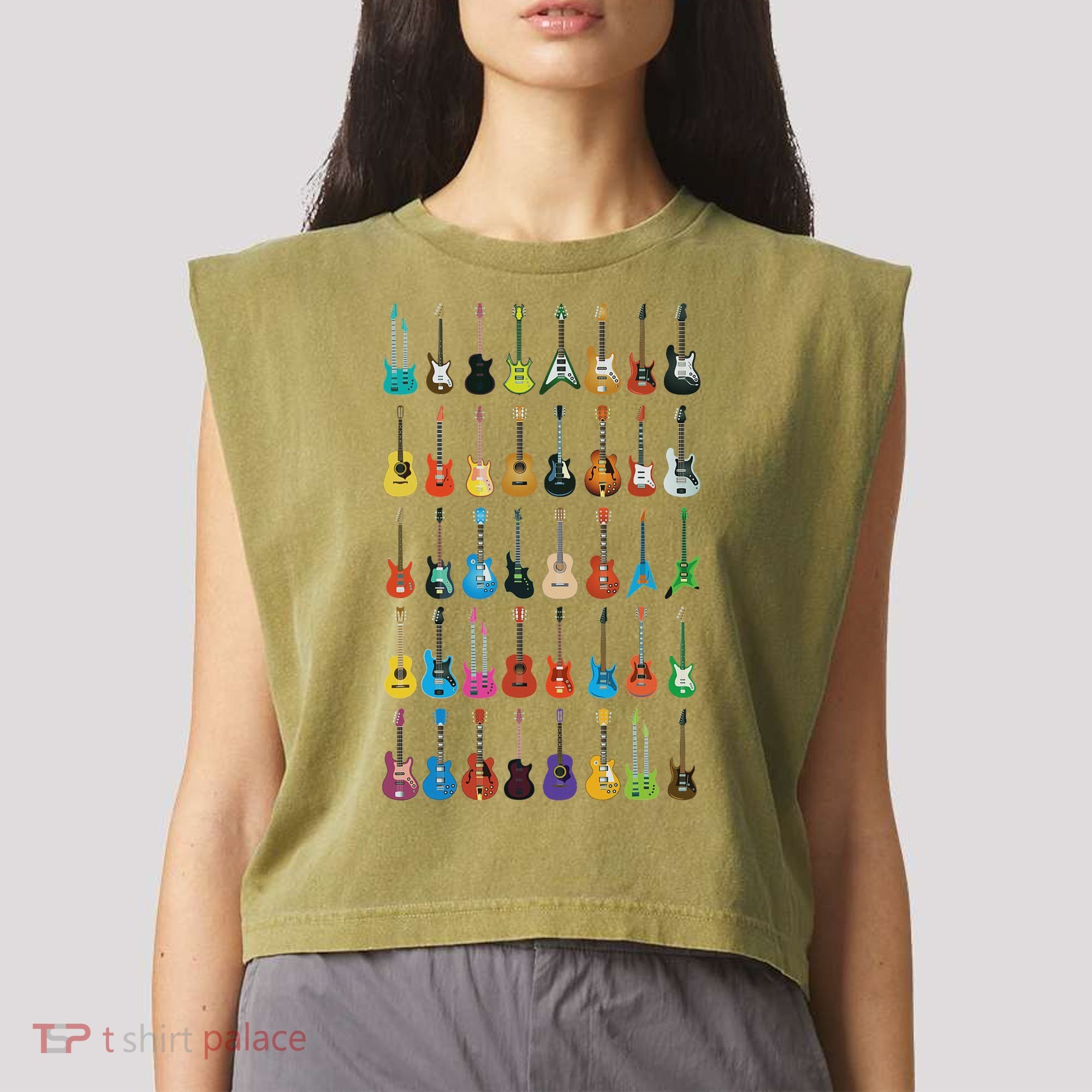 Love Guitar Different Guitars Music Lover Funny Gift Garment-Dyed Women's Muscle Tee