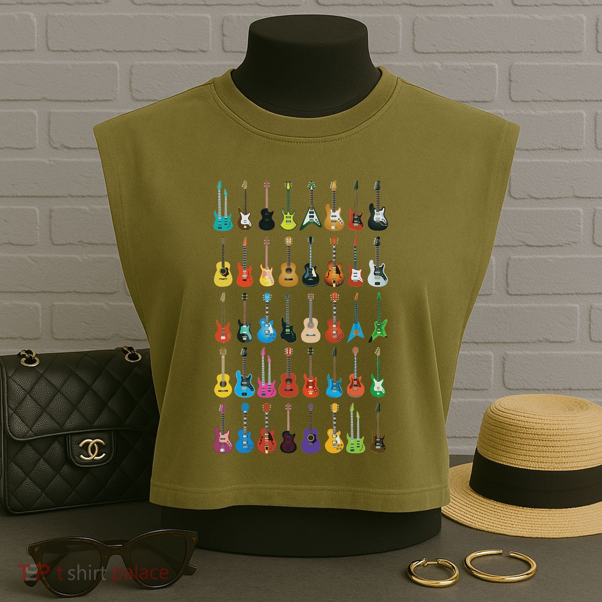 Love Guitar Different Guitars Music Lover Funny Gift Garment-Dyed Women's Muscle Tee