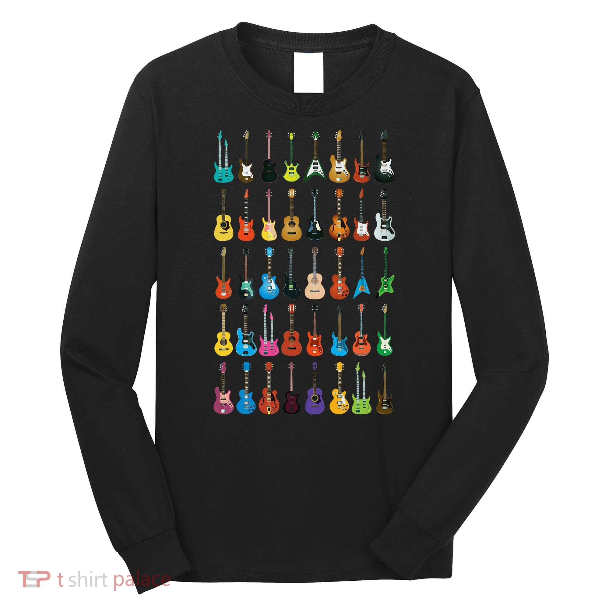 Love Guitar Different Guitars Music Lover Funny Gift Long Sleeve Shirt