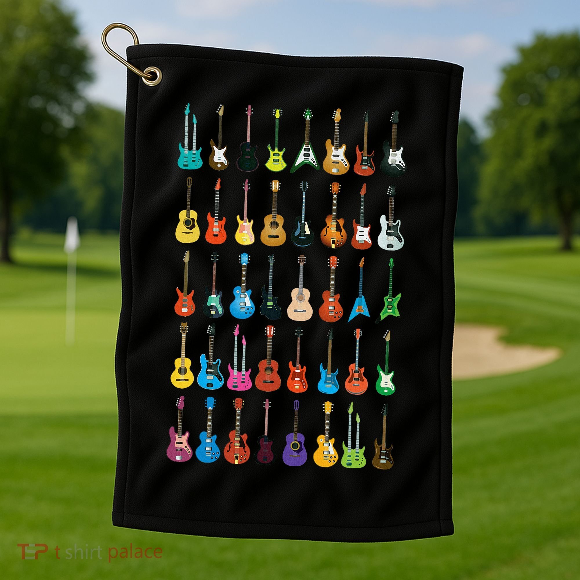 Love Guitar Different Guitars Music Lover Funny Gift Golf Towel
