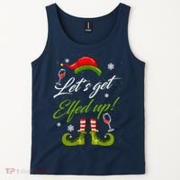 Let's Get Elfed Up Wine Drinking Christmas Tank Top thumb 2