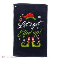 Let's Get Elfed Up Wine Drinking Christmas Golf Towel thumb 0