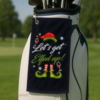 Let's Get Elfed Up Wine Drinking Christmas Golf Towel thumb 2