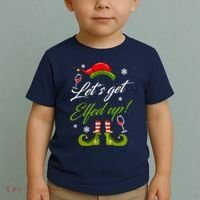 Let's Get Elfed Up Wine Drinking Christmas Toddler T-Shirt thumb 2