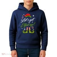 Let's Get Elfed Up Wine Drinking Christmas Kids Hoodie thumb 4