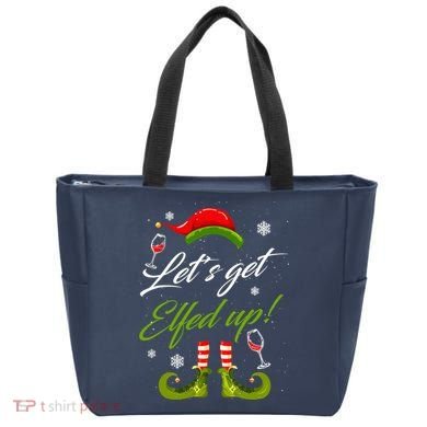 Let's Get Elfed Up Wine Drinking Christmas Tote Bag