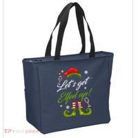 Let's Get Elfed Up Wine Drinking Christmas Tote Bag thumb 2