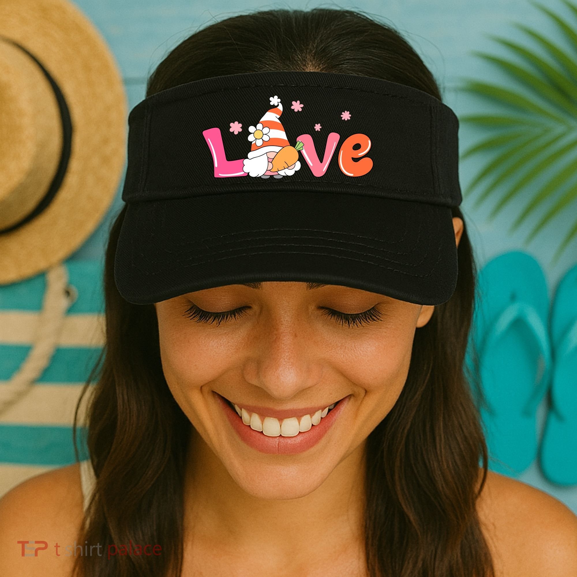 Love Gnome Easter Spring Cute Visor