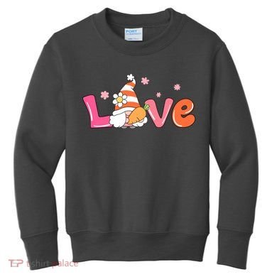 Love Gnome Easter Spring Cute Kids Sweatshirt