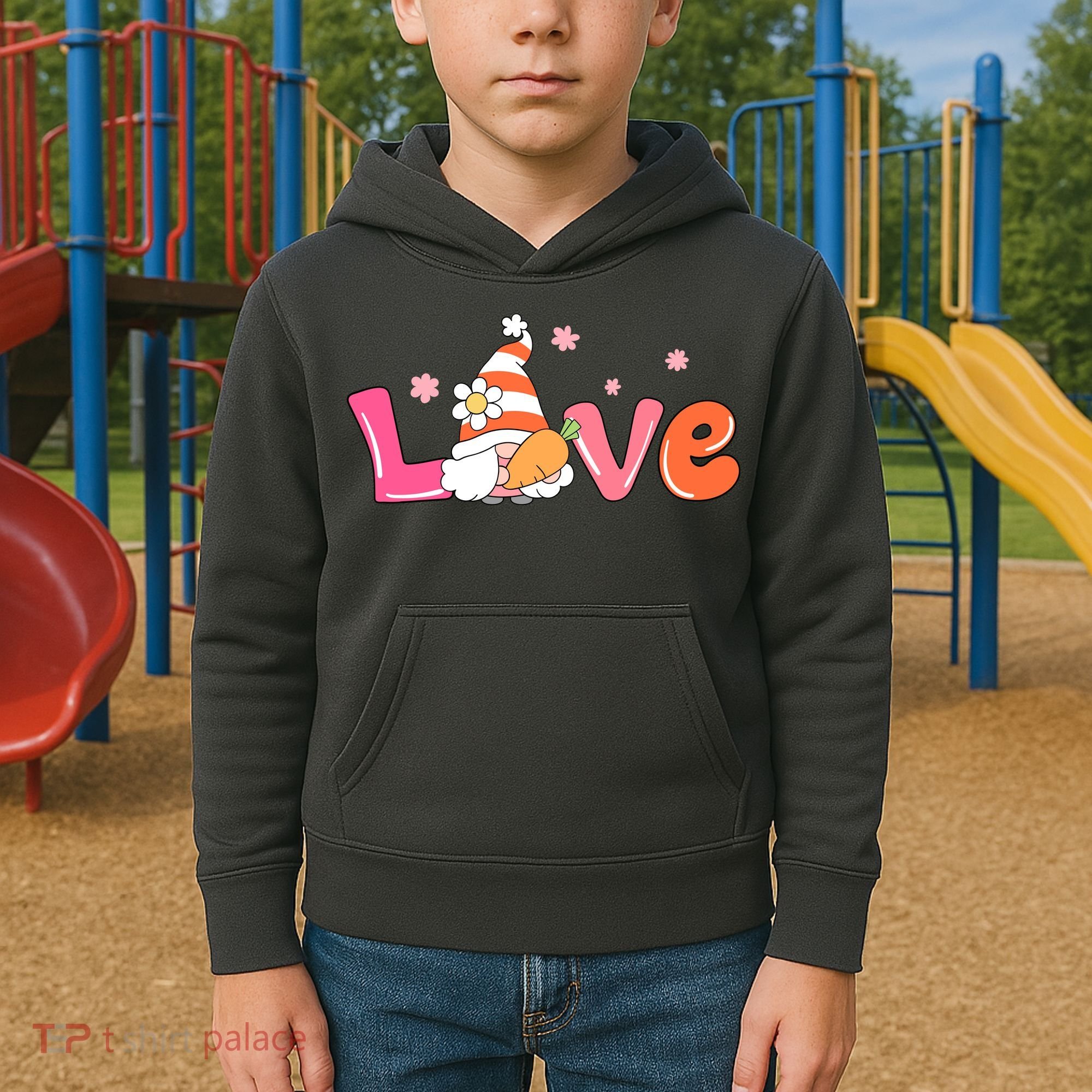 Love Gnome Easter Spring Cute Kids Hoodie