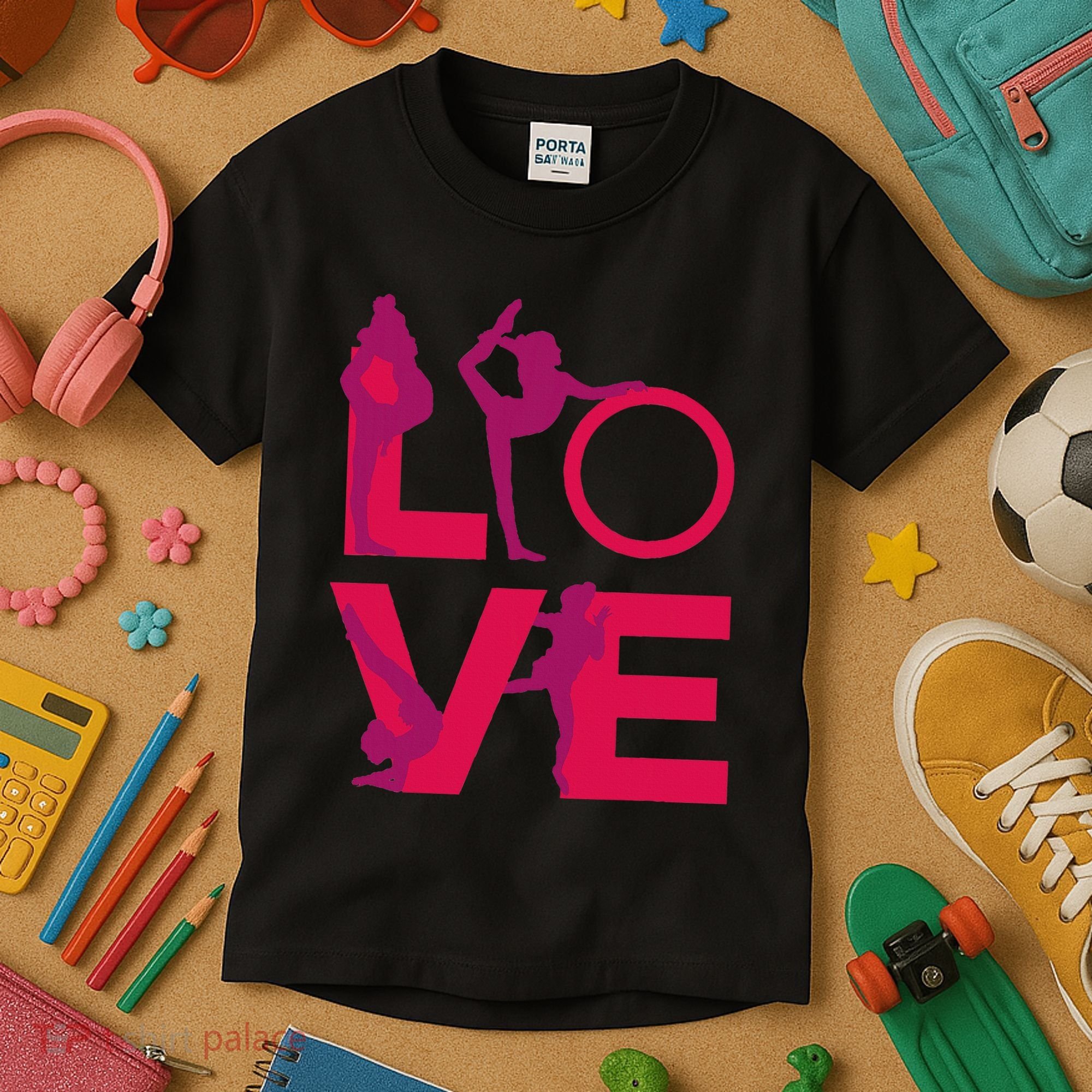 Love Gymnastics Funny Gymnast Turns Flips Girl Gift Kids T-Shirt