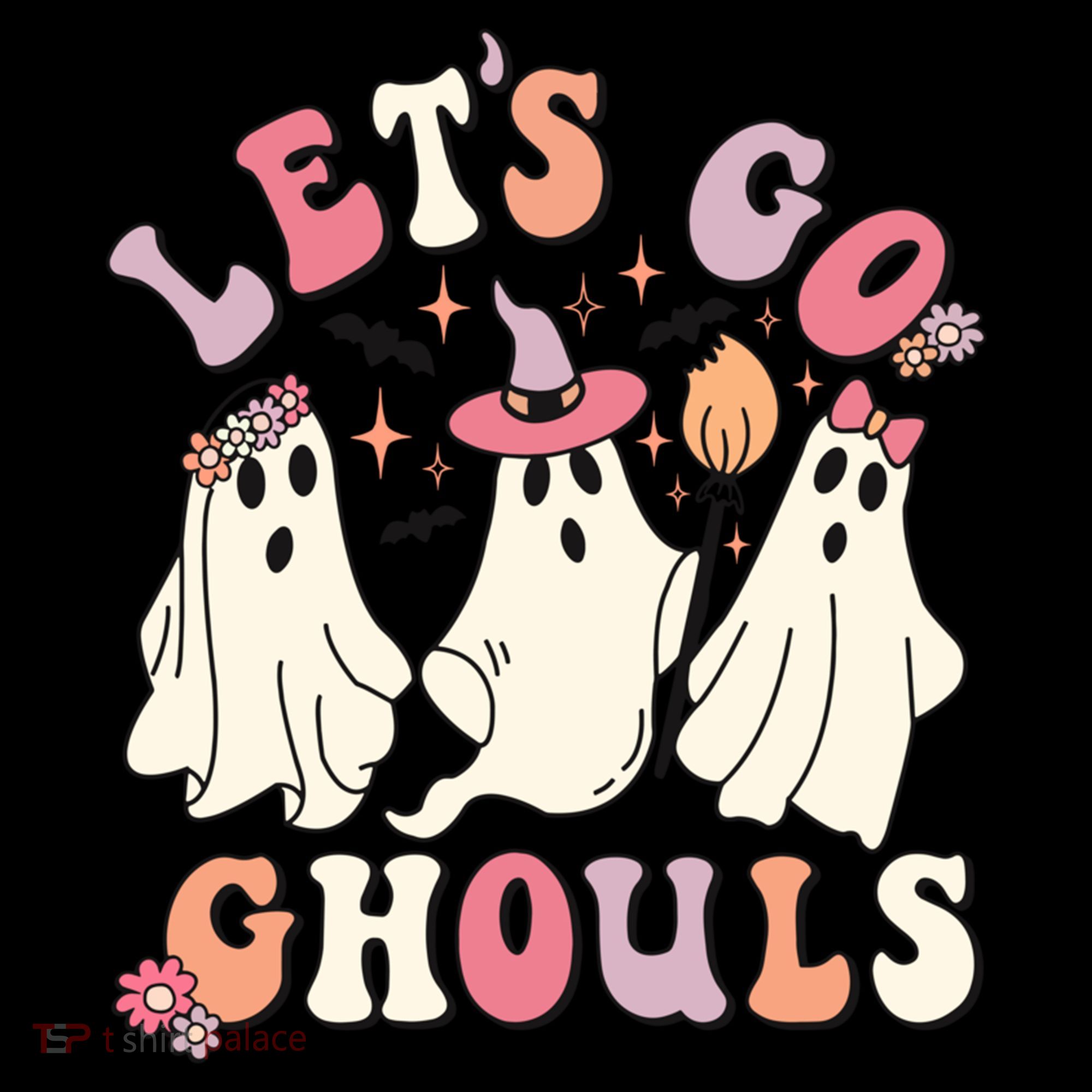 Let's Go Ghouls Funny Halloween Cute Groovy Ghost Retro Gift Coffee Mug