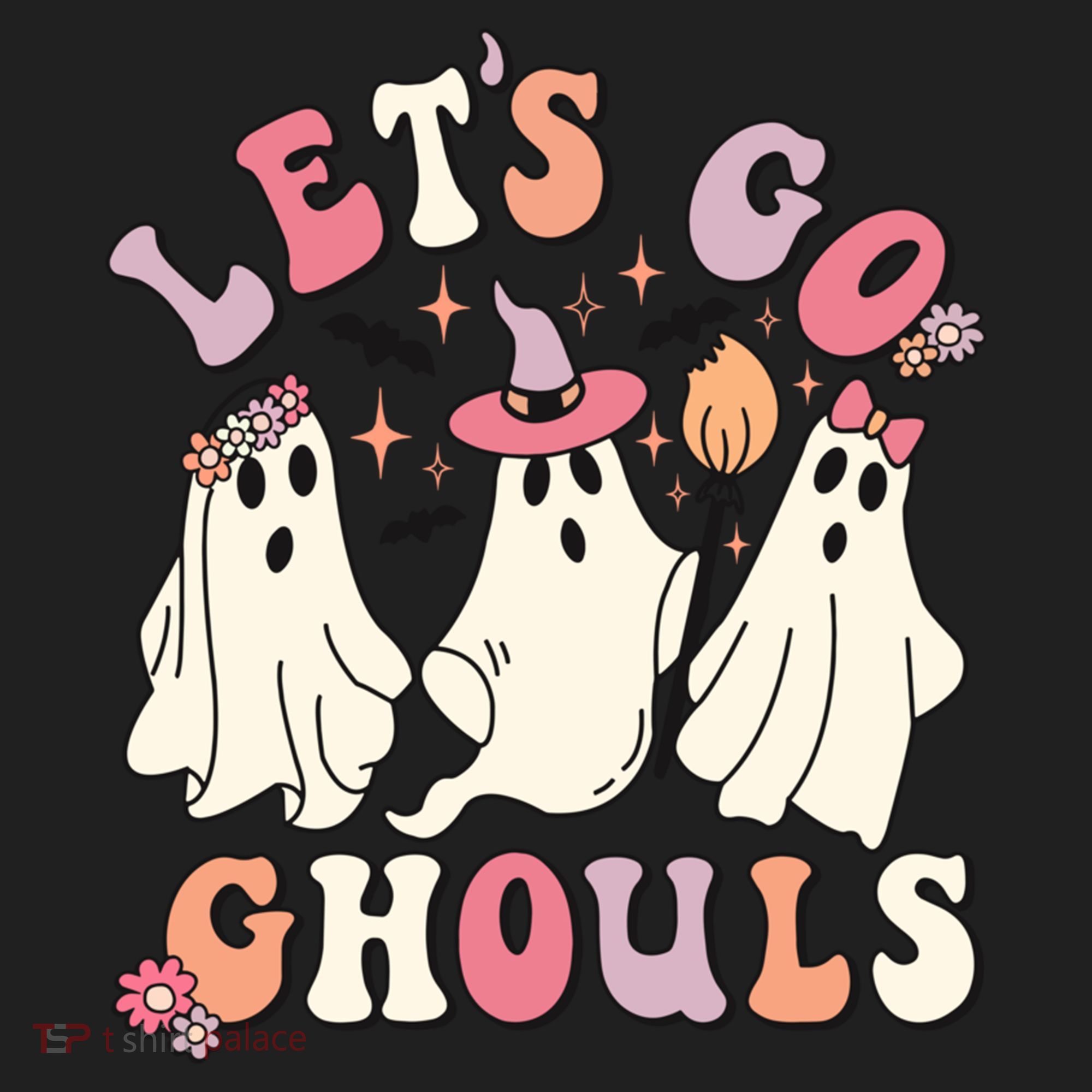 Let's Go Ghouls Funny Halloween Cute Groovy Ghost Retro Gift Beanie