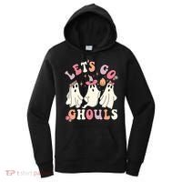 Let's Go Ghouls Funny Halloween Cute Groovy Ghost Retro Gift Women's Hoodie thumb 0