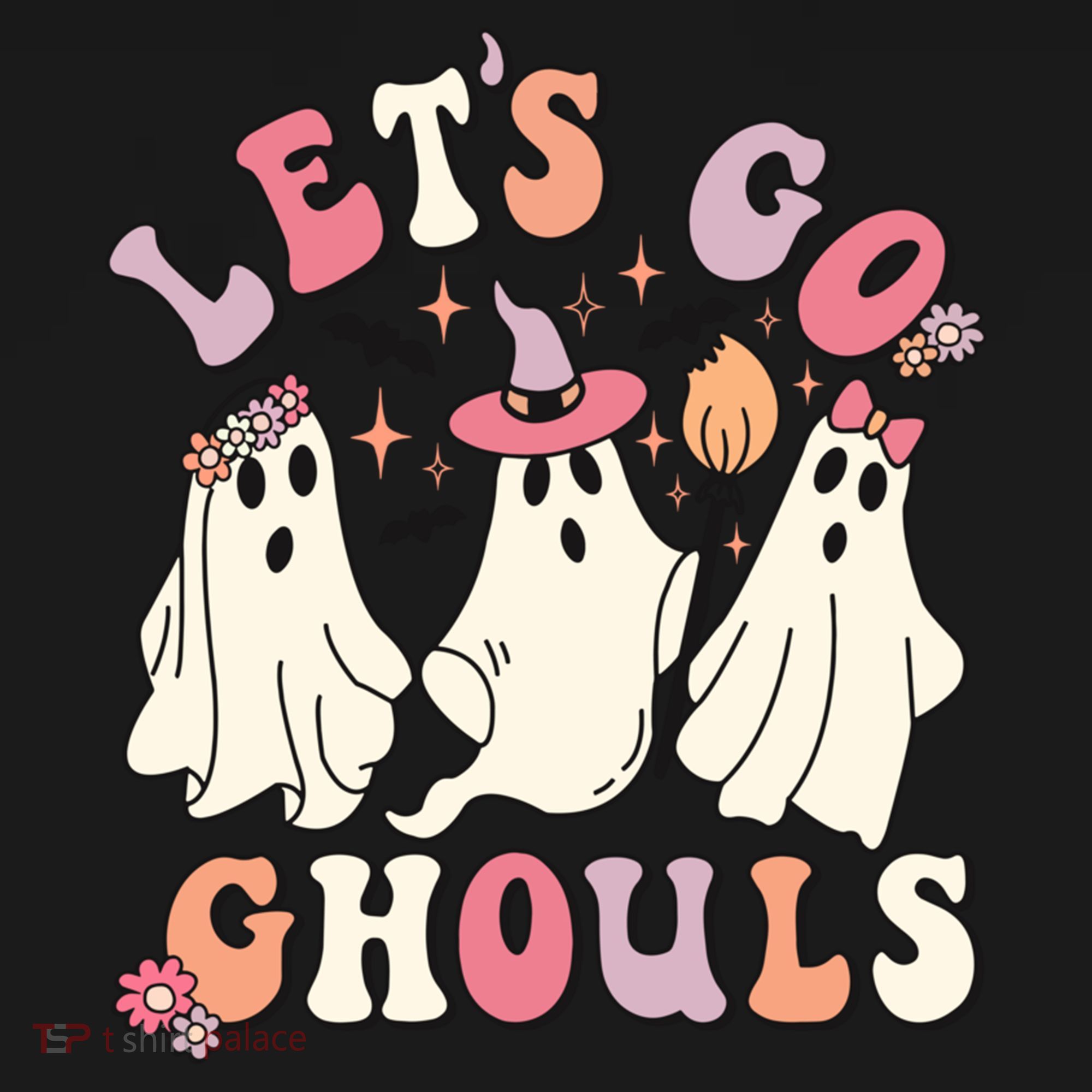 Let's Go Ghouls Funny Halloween Cute Groovy Ghost Retro Gift Ornament