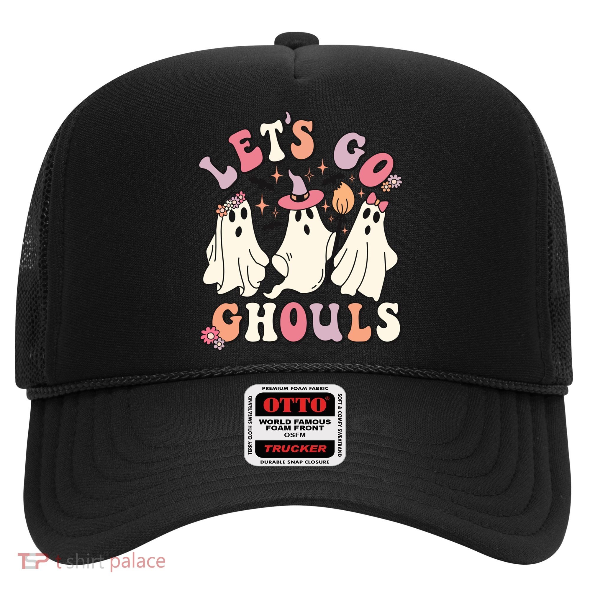 Let's Go Ghouls Funny Halloween Cute Groovy Ghost Retro Gift Hat