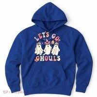 Let's Go Ghouls Funny Halloween Cute Groovy Ghost Retro Gift Hoodie thumb 0