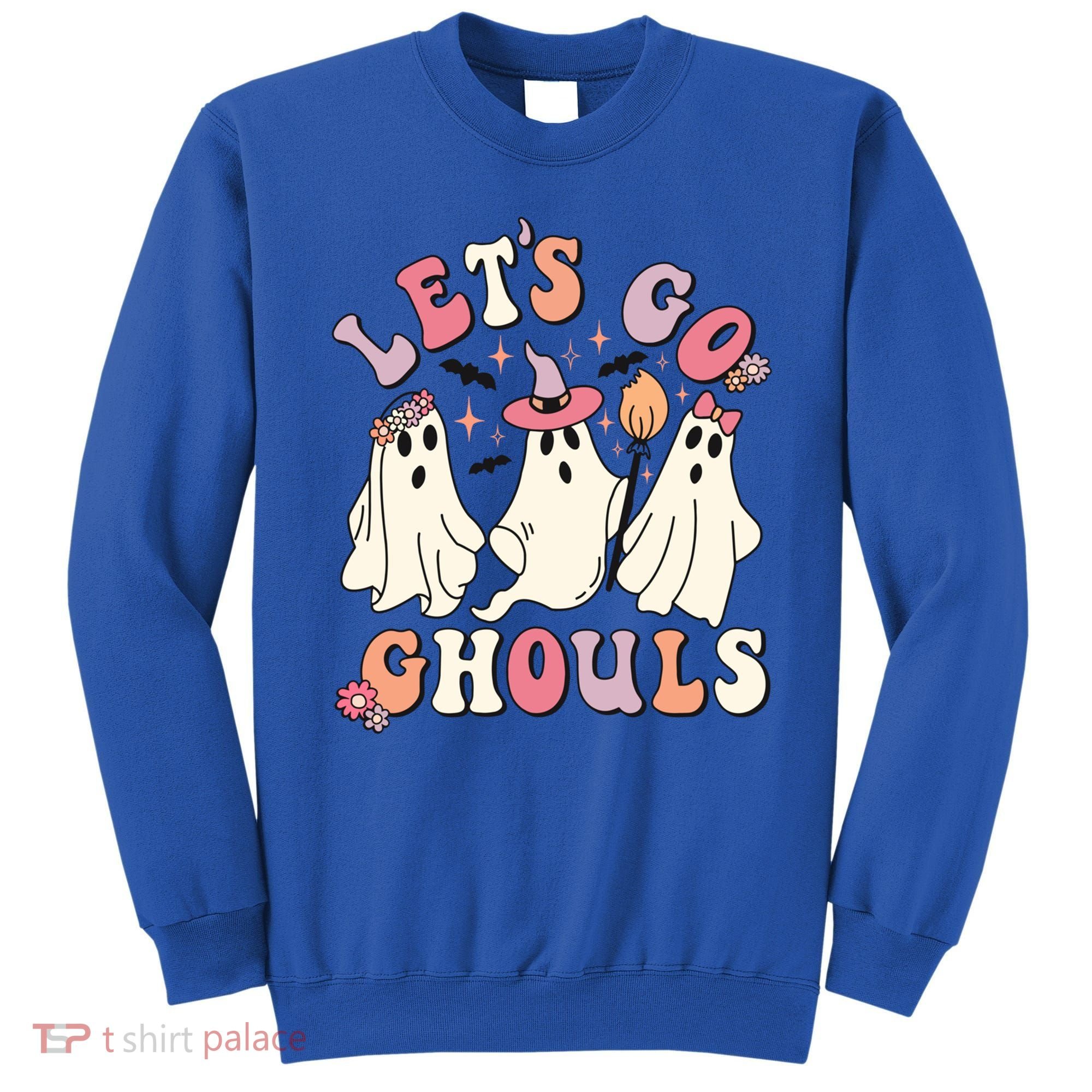 Let's Go Ghouls Funny Halloween Cute Groovy Ghost Retro Gift Sweatshirt
