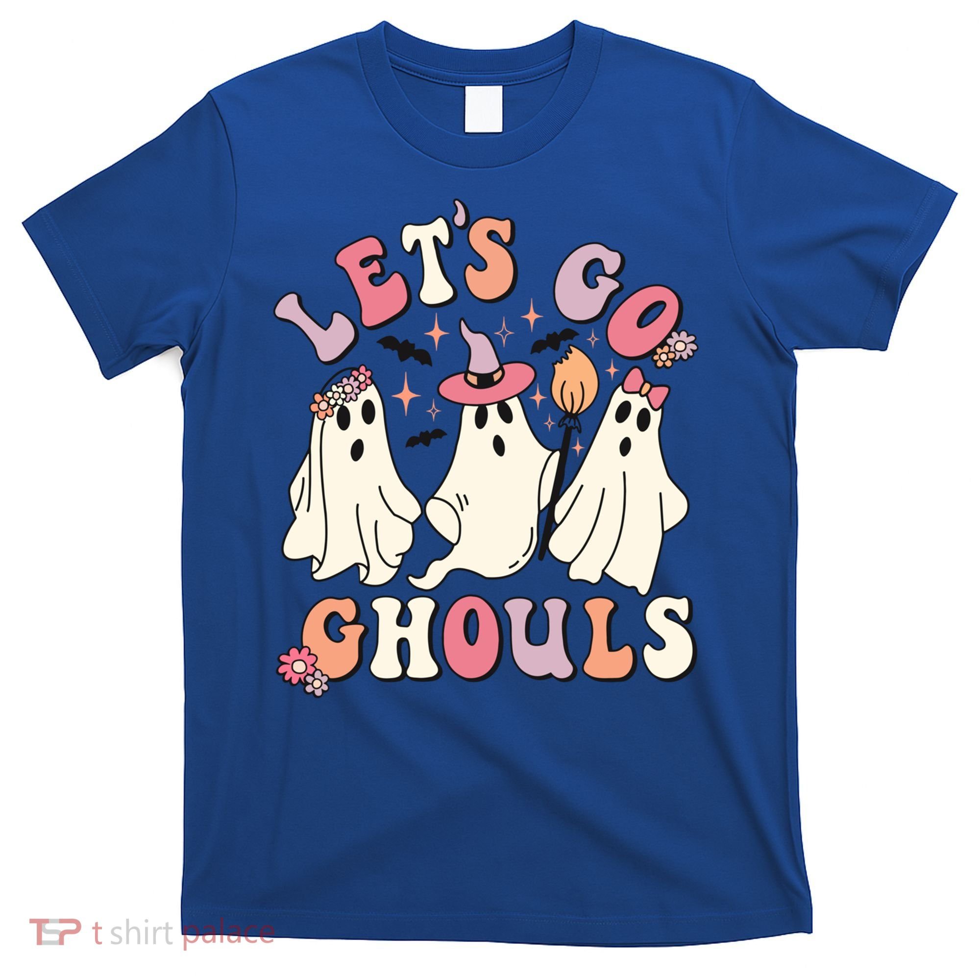 Let's Go Ghouls Funny Halloween Cute Groovy Ghost Retro Gift T-Shirt