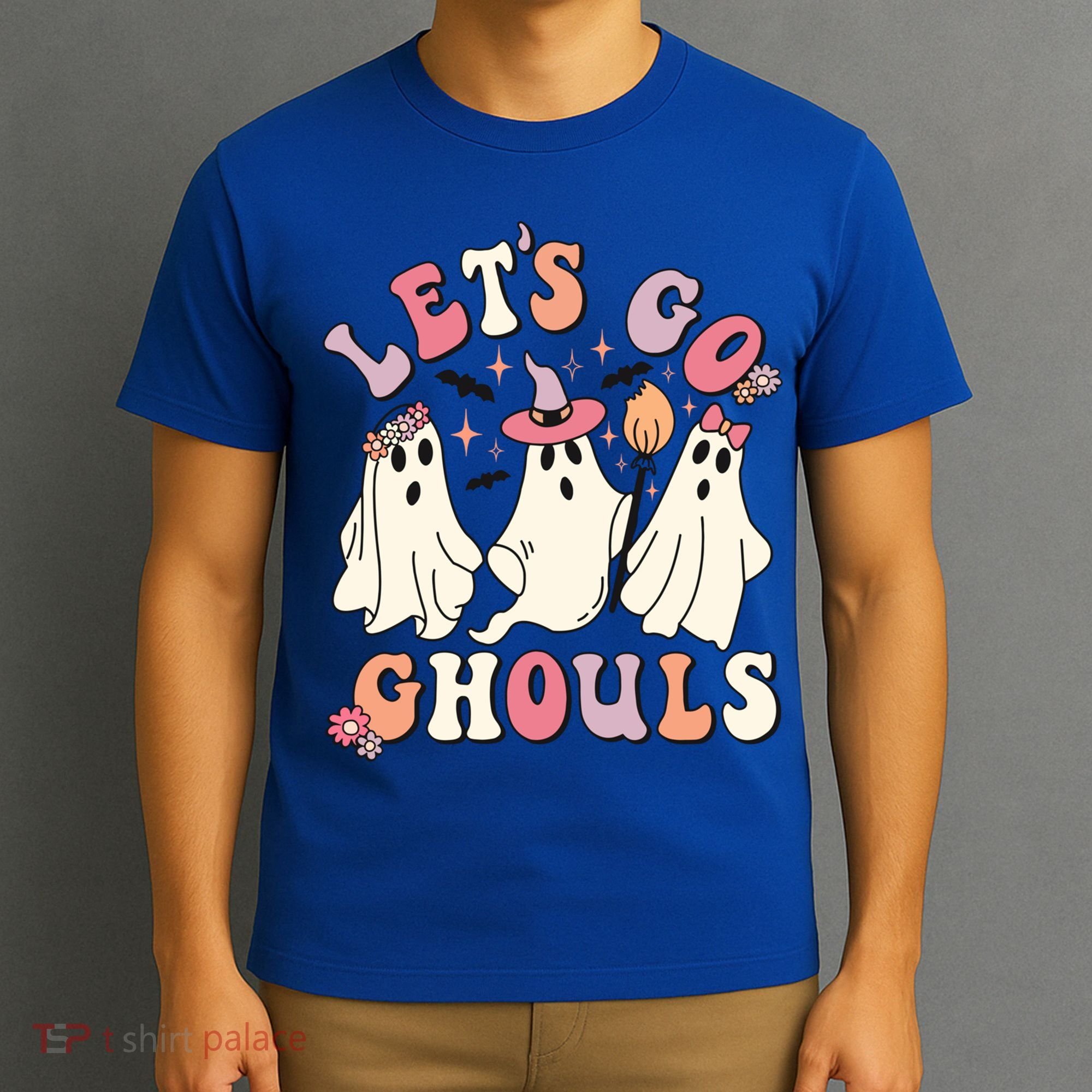 Let's Go Ghouls Funny Halloween Cute Groovy Ghost Retro Gift T-Shirt