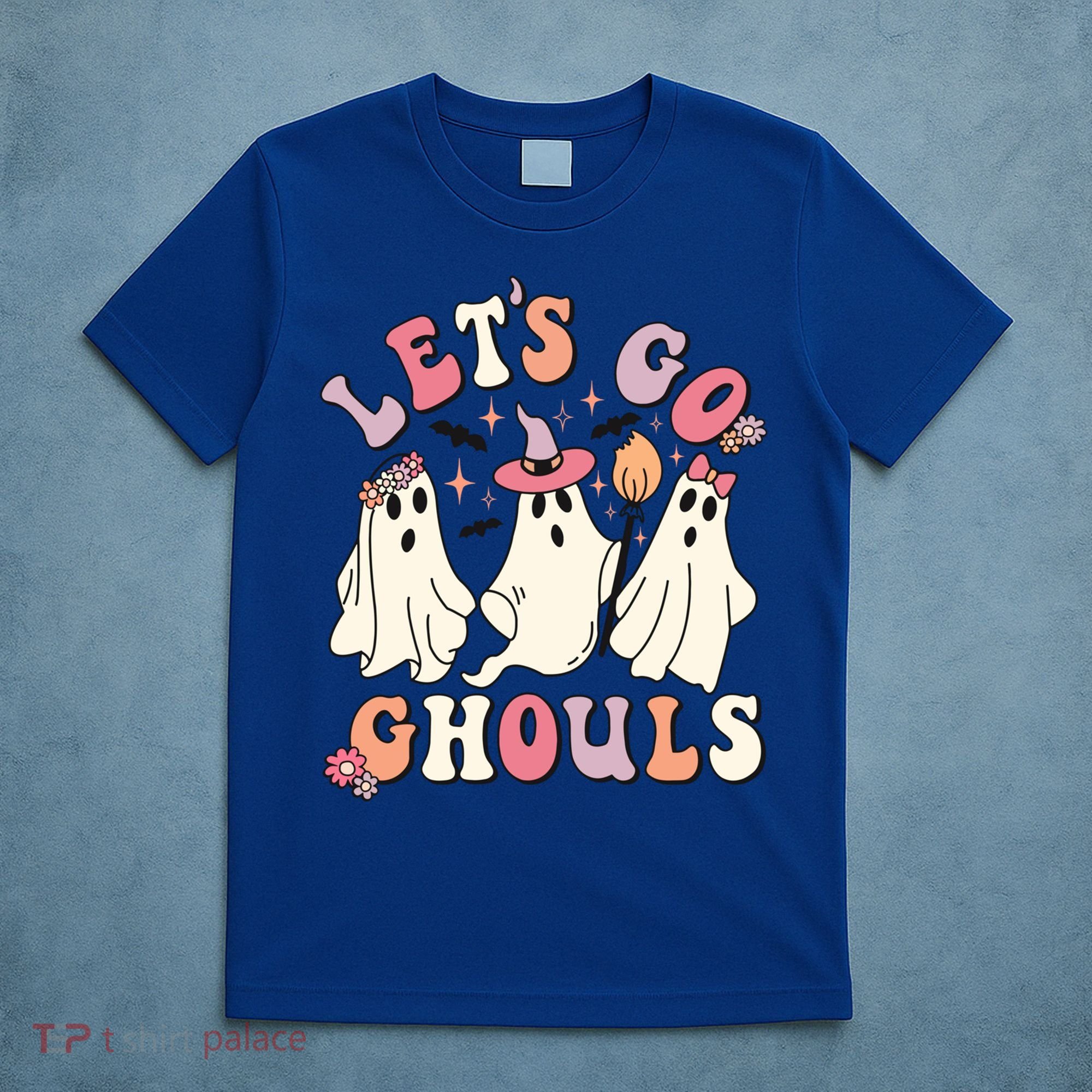 Let's Go Ghouls Funny Halloween Cute Groovy Ghost Retro Gift T-Shirt