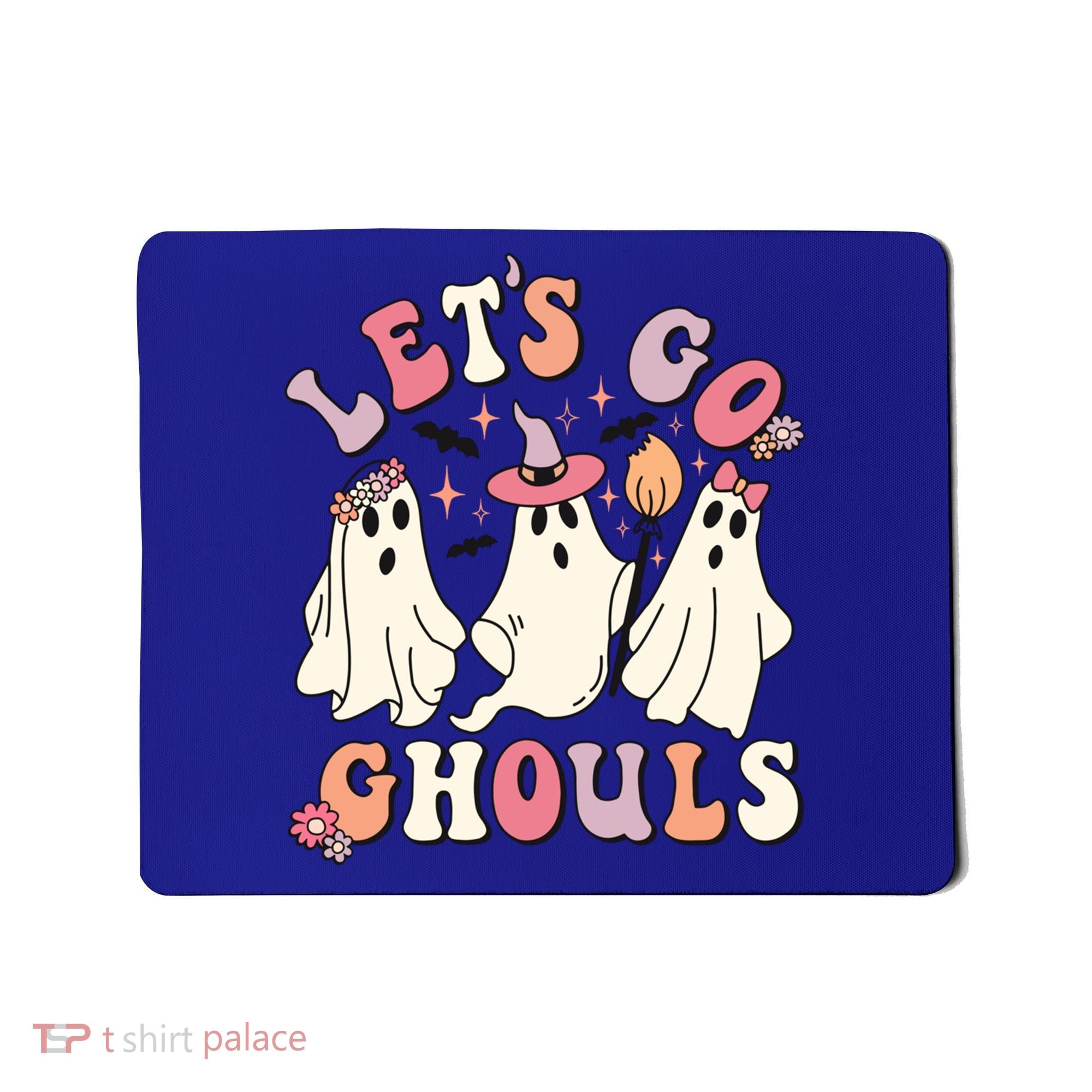 Let's Go Ghouls Funny Halloween Cute Groovy Ghost Retro Gift Mousepad