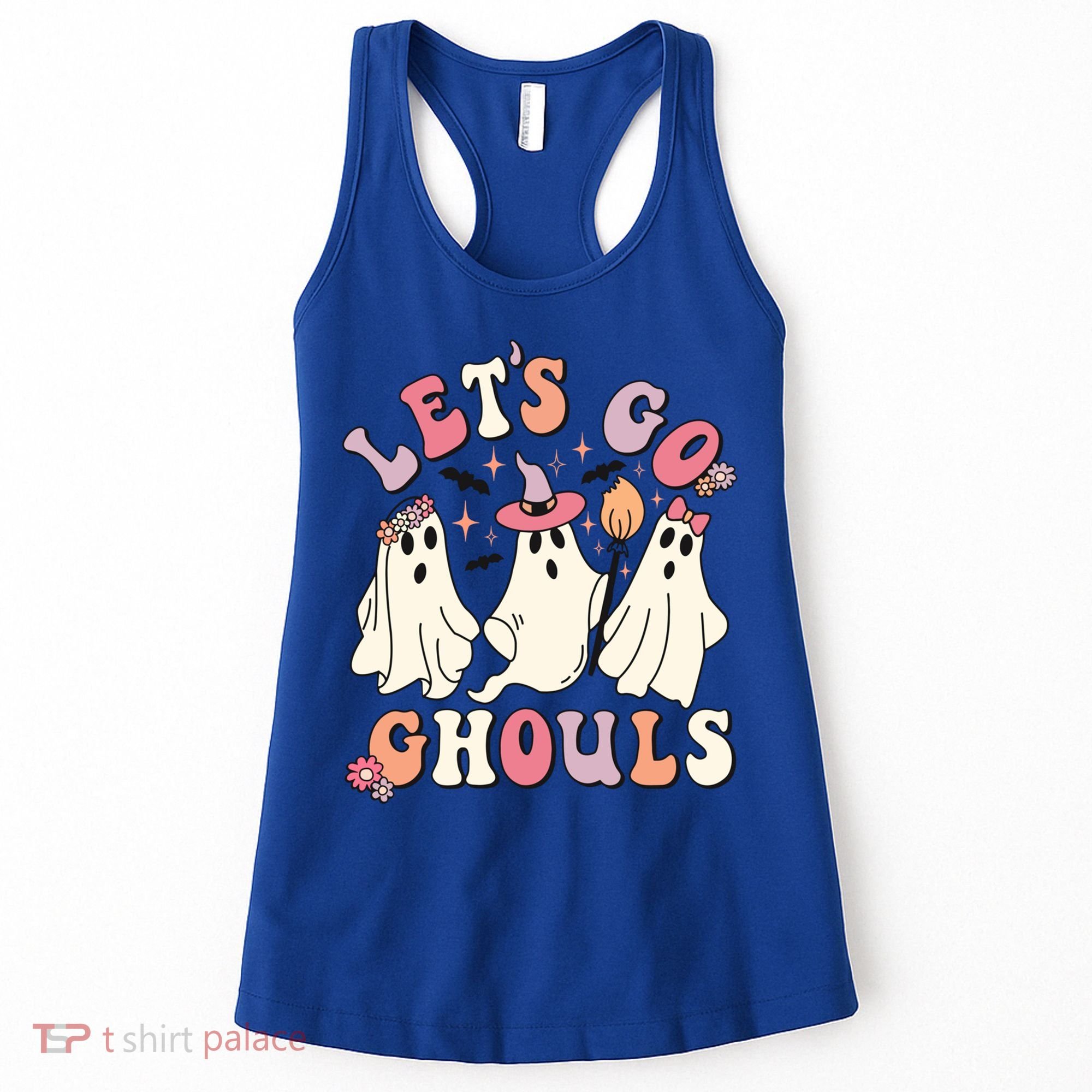Let's Go Ghouls Funny Halloween Cute Groovy Ghost Retro Gift Women's Tank Top
