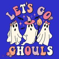Let's Go Ghouls Funny Halloween Cute Groovy Ghost Retro Gift Women's Tank Top thumb 5