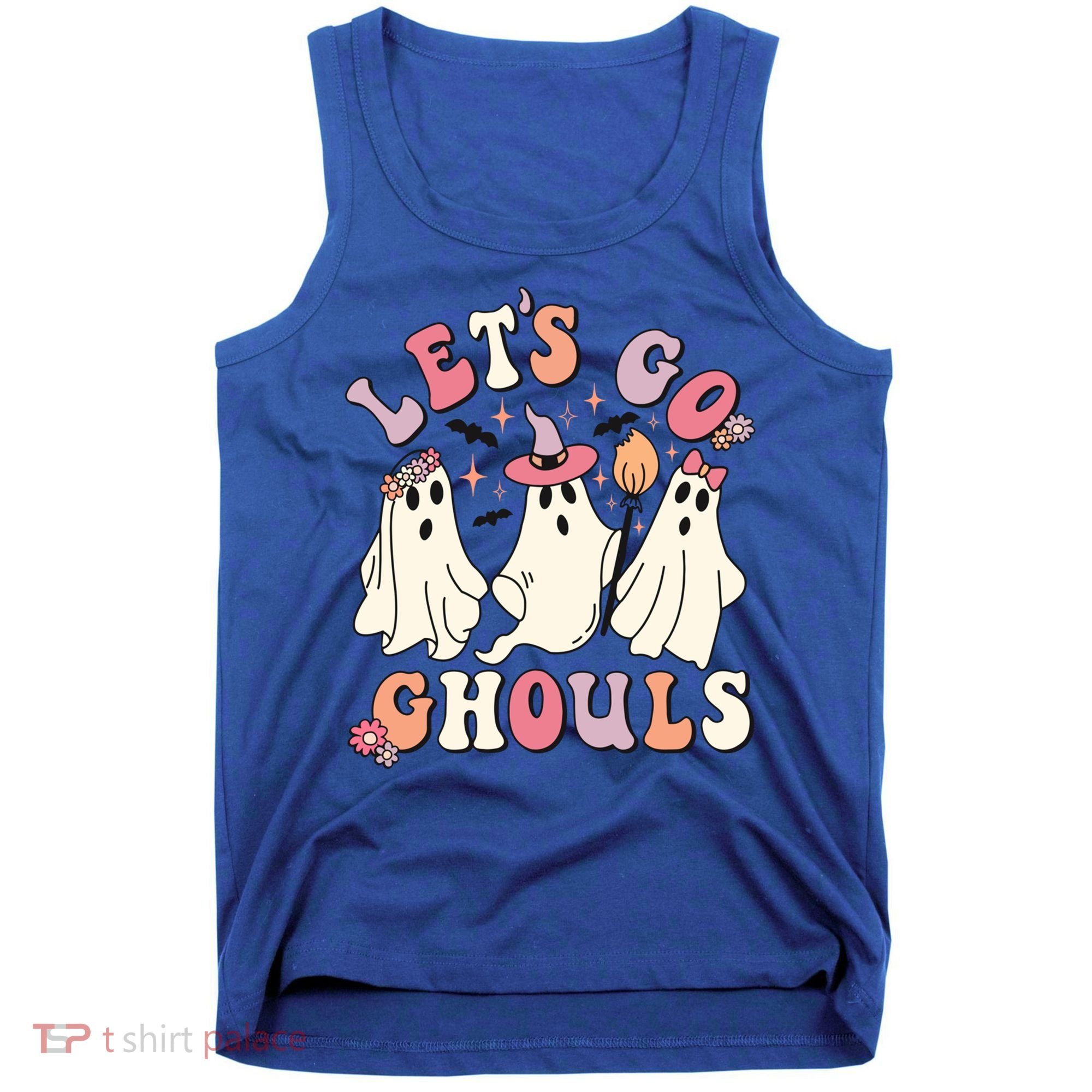 Let's Go Ghouls Funny Halloween Cute Groovy Ghost Retro Gift Tank Top