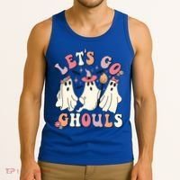 Let's Go Ghouls Funny Halloween Cute Groovy Ghost Retro Gift Tank Top thumb 3