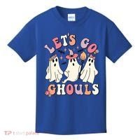 Let's Go Ghouls Funny Halloween Cute Groovy Ghost Retro Gift Kids T-Shirt thumb 0
