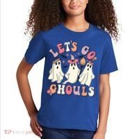 Let's Go Ghouls Funny Halloween Cute Groovy Ghost Retro Gift Kids T-Shirt thumb 2