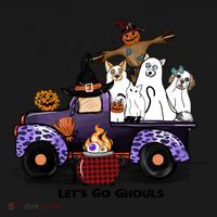 Let's Go Ghouls On Truck Funny Halloween Boo Witch Hat Cats Pumpkin Graphic Women's Tank Top thumb 5