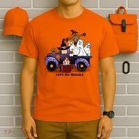 Let's Go Ghouls On Truck Funny Halloween Boo Witch Hat Cats Pumpkin Graphic T-Shirt thumb 6