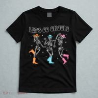 LetS Go Ghouls Dancing Skeleton Cowboy Western Halloween T-Shirt thumb 5