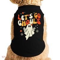 Lets Go Ghouls Ghost Retro Halloween Costume Doggie Tank thumb 0