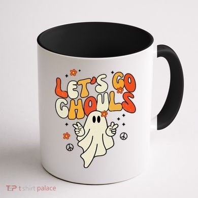 Lets Go Ghouls Ghost Retro Halloween Costume Coffee Mug back