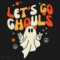 Lets Go Ghouls Ghost Retro Halloween Costume Women's Hoodie thumb 2