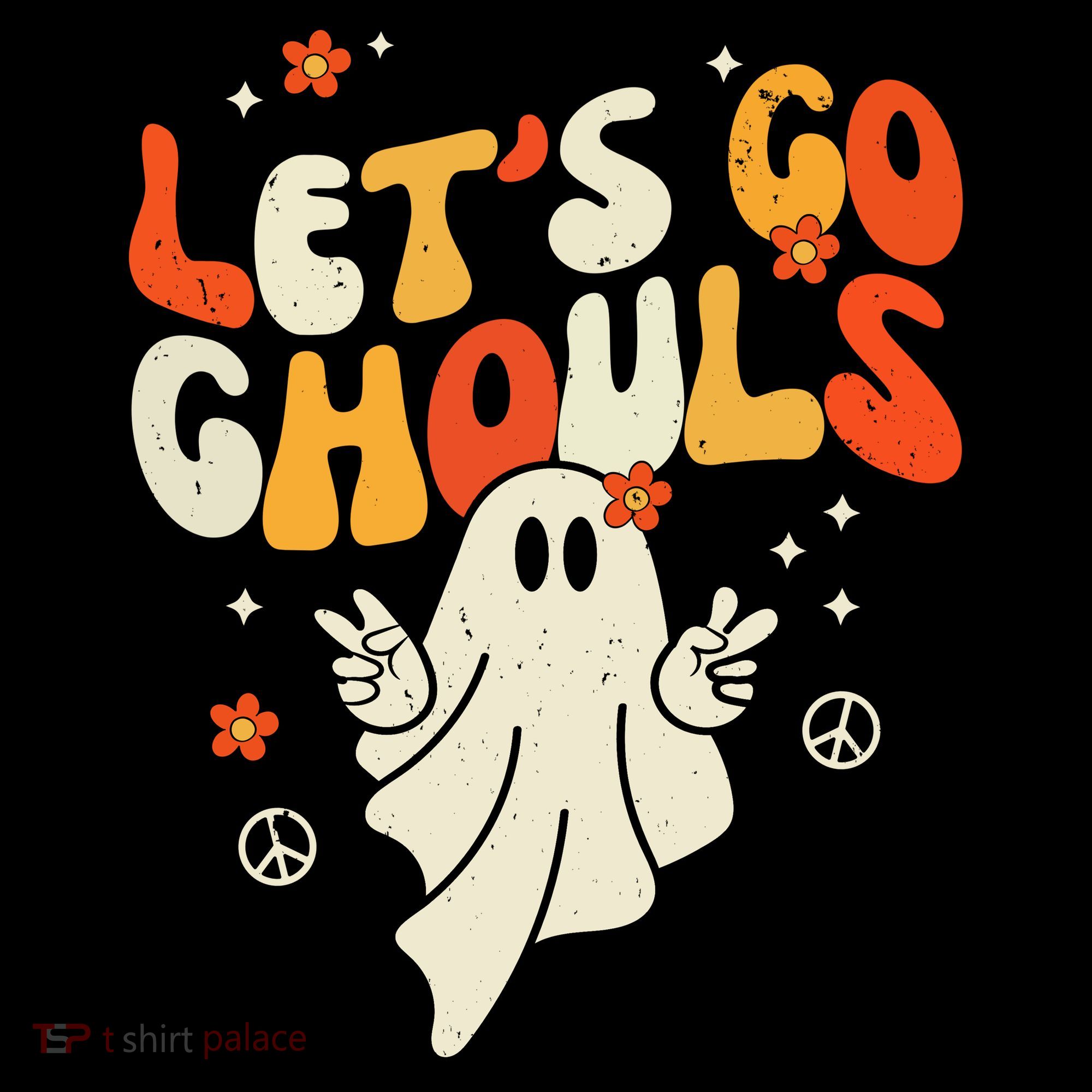 Lets Go Ghouls Ghost Retro Halloween Costume Women's Hoodie