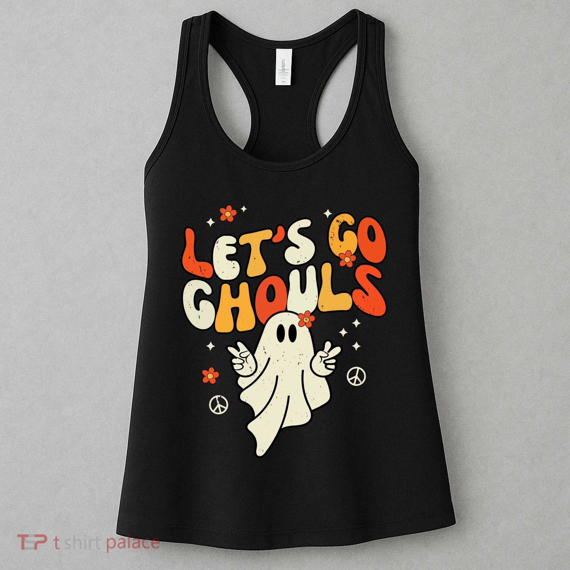 Lets Go Ghouls Ghost Retro Halloween Costume Women's Tank Top