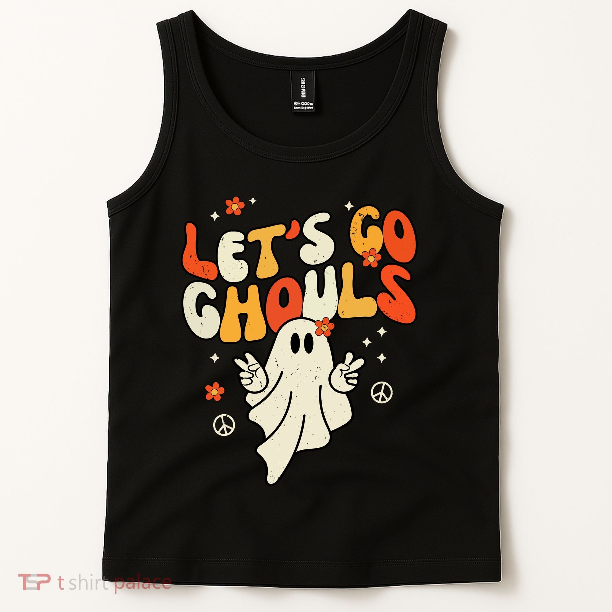 Lets Go Ghouls Ghost Retro Halloween Costume Tank Top