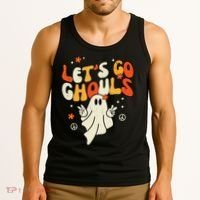 Lets Go Ghouls Ghost Retro Halloween Costume Tank Top thumb 3