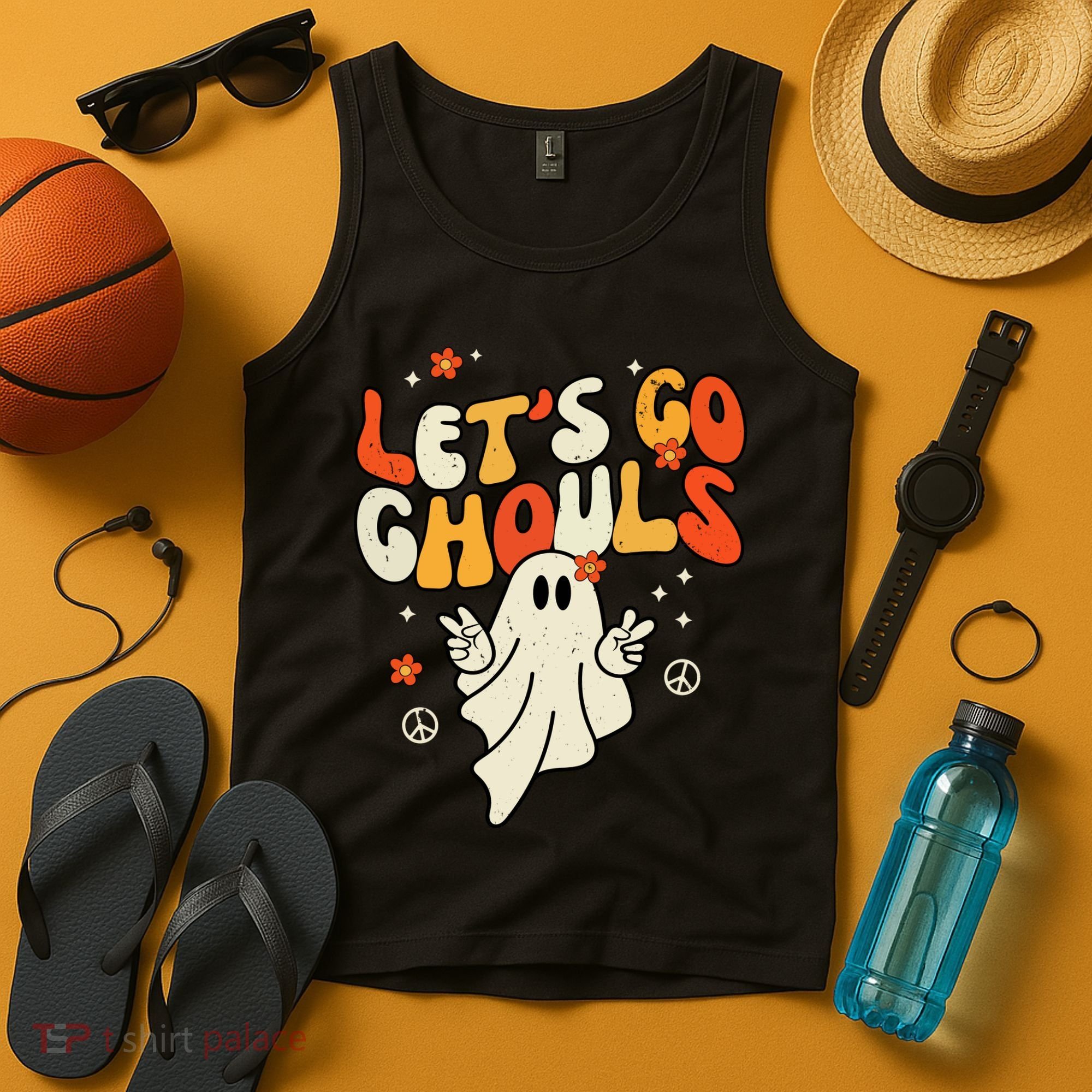 Lets Go Ghouls Ghost Retro Halloween Costume Tank Top