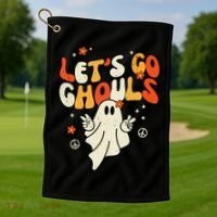 Lets Go Ghouls Ghost Retro Halloween Costume Golf Towel thumb 1