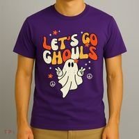 Lets Go Ghouls Ghost Retro Halloween Costume T-Shirt thumb 3