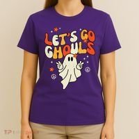 Lets Go Ghouls Ghost Retro Halloween Costume T-Shirt thumb 4