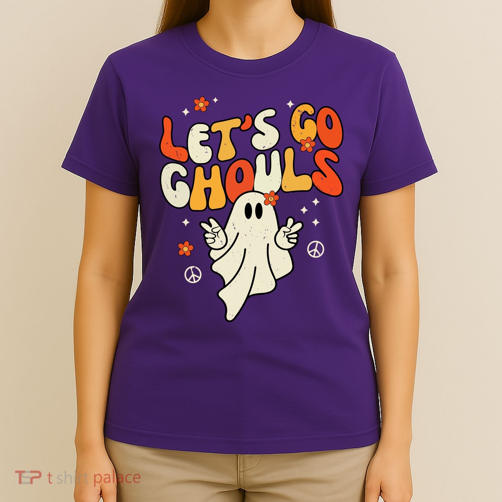 Lets Go Ghouls Ghost Retro Halloween Costume T-Shirt