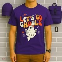 Lets Go Ghouls Ghost Retro Halloween Costume T-Shirt thumb 6