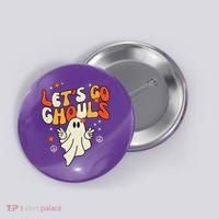 Lets Go Ghouls Ghost Retro Halloween Costume Button thumb 0