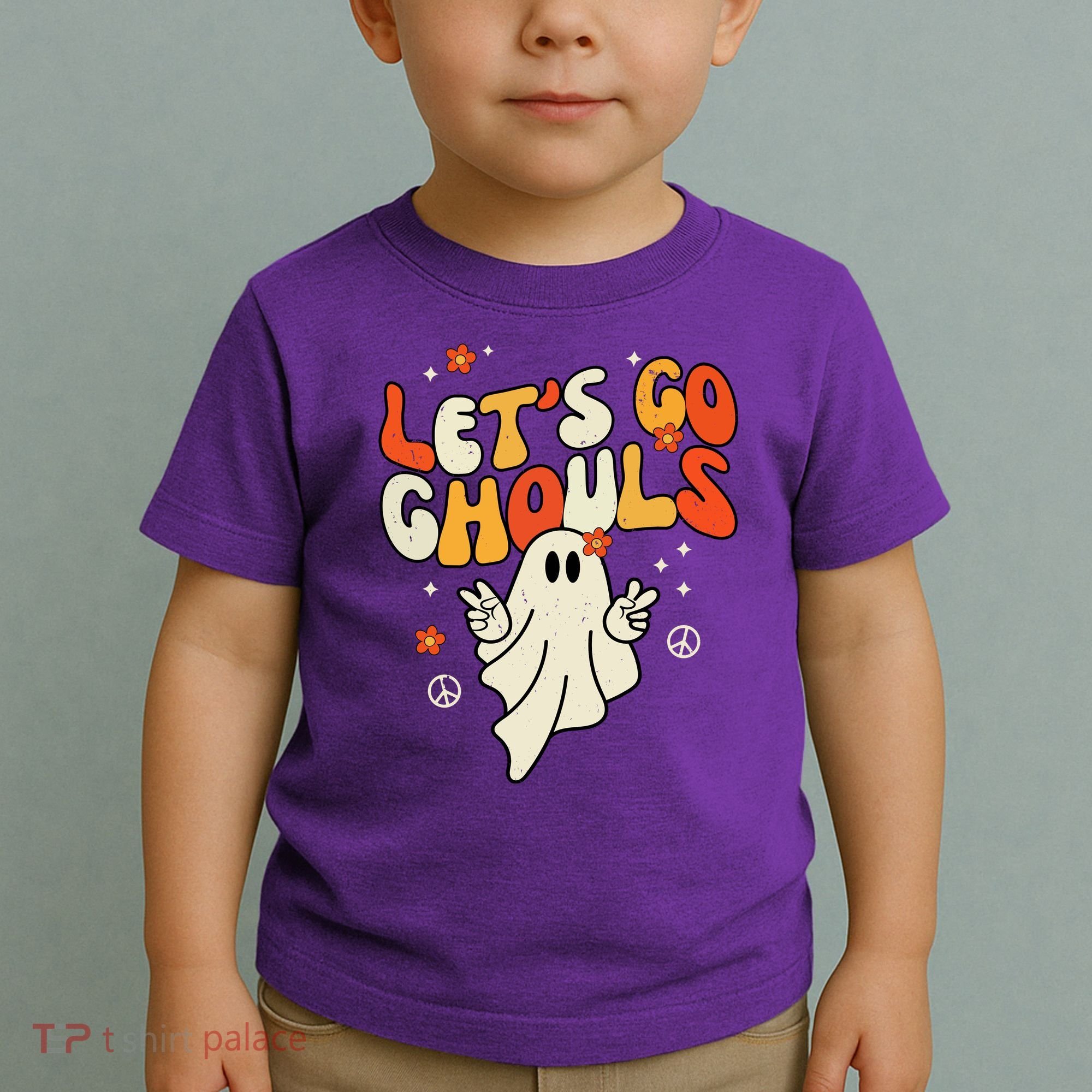 Lets Go Ghouls Ghost Retro Halloween Costume Toddler T-Shirt